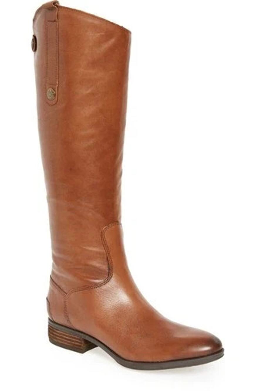 Sam Edelman Boots Womens Size 5 M Penny Whiskey Leather Tall Riding Pull On